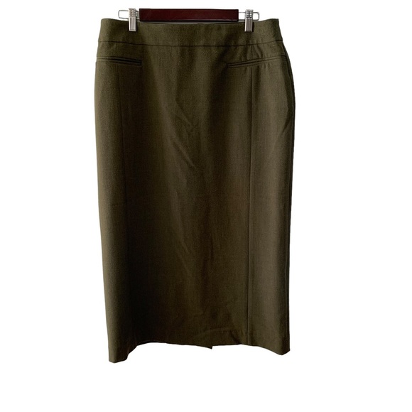 Vintage Haggar Midi Pencil Skirt Olive Green Size 14 Made in Canada Retro Chic - Picture 1 of 11